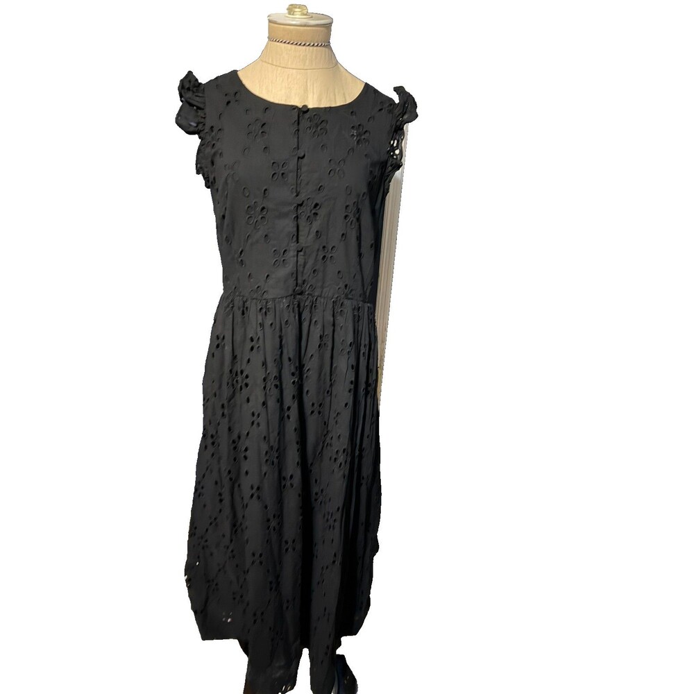 J.Crew Black Eyelet Maxi Cotton Cottagecore Prairie Travel Dress Size 14